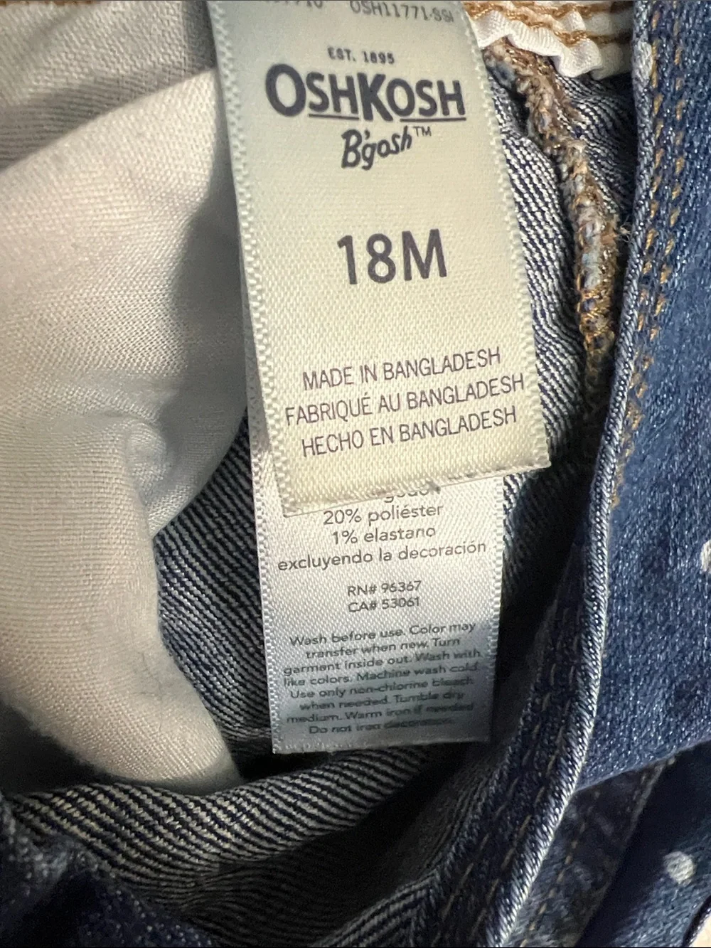 OshKosh B'gosh Navy Denim Polka Dot Overalls stock (47)